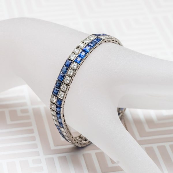Antique Art Deco Sapphire and Diamond Bracelet ChaumetDesigner Jewellery
