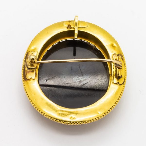 Antique Hera Hardstone Cameo Gold Brooch