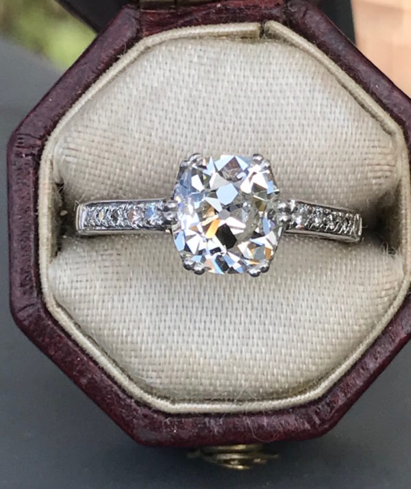 Antique diamond engagement ring cushion cut