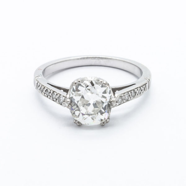 Antique diamond engagement ring cushion cut diamond 1.50 carats