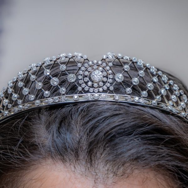 Antique Edwardian Diamond Platinum Feather Tiara