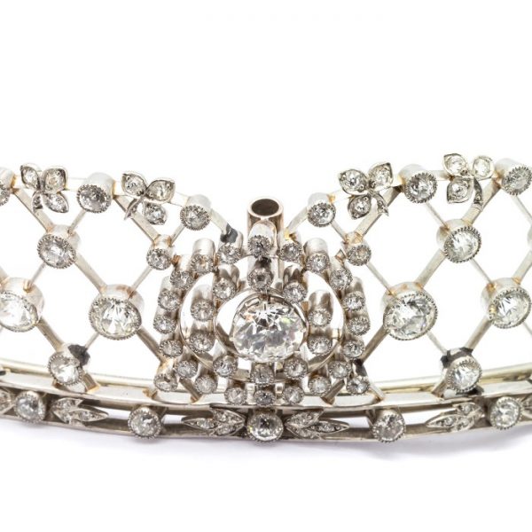 Antique Edwardian Diamond Platinum Feather Tiara