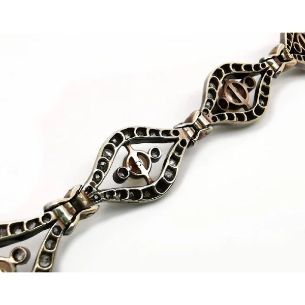 Antique Victorian Pearl Diamond Gold Link Bracelet