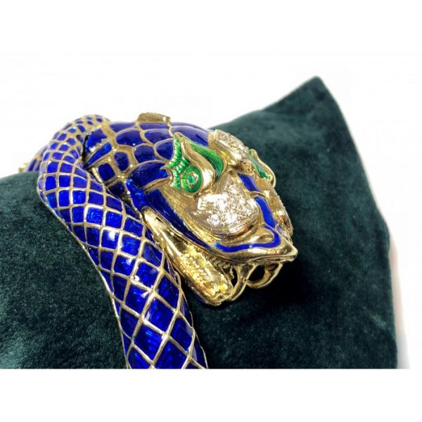 ENAMEL AND DIAMOND SNAKE BANGLE