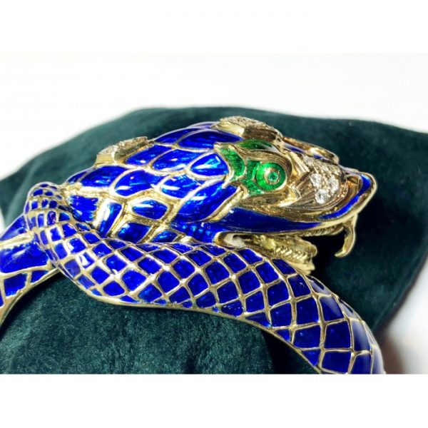 ENAMEL AND DIAMOND SNAKE BANGLE