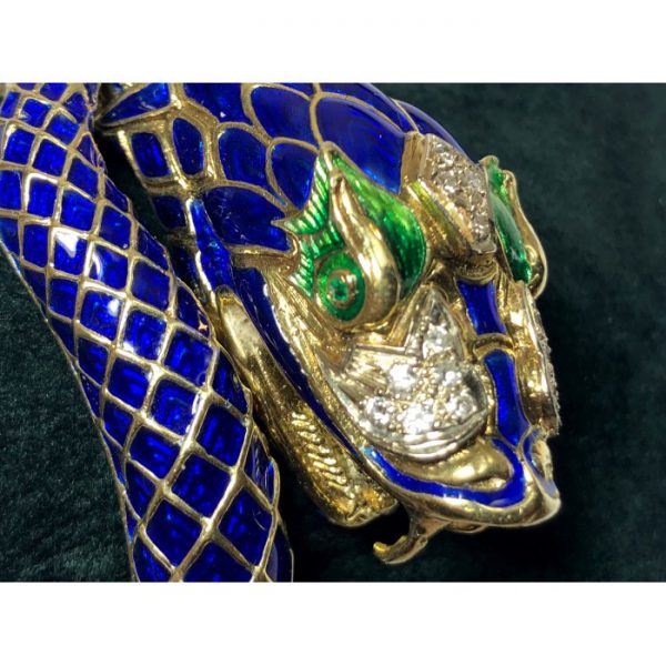 ENAMEL AND DIAMOND SNAKE BANGLE