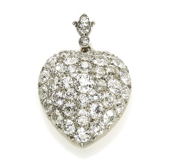 Antique Victorian Diamon Set Heart Locket Pendant