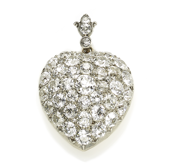 Antique Victorian Diamon Set Heart Locket Pendant - Jewellery Discovery