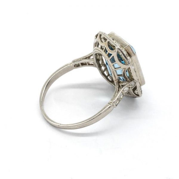 Antique Art Deco Aquamarine and Diamond Ring, 5.87carats