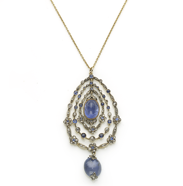 Antique Victorian Sapphire & Diamond Garland Pendant - Jewellery Discovery