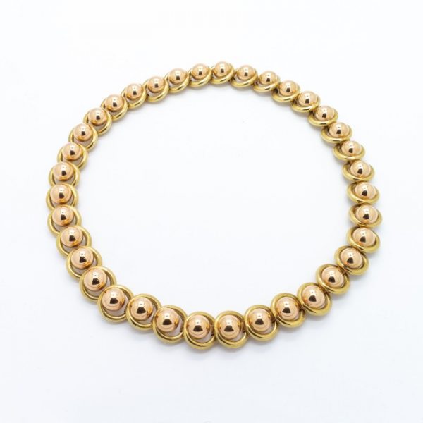 Antique Austrian 18 Carat Gold Ball and Circle Necklace