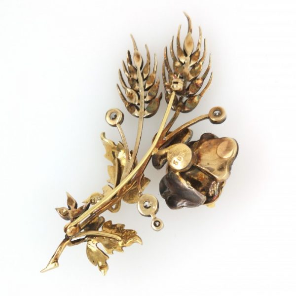 Enamel, Sapphire and Diamond Flower Brooch