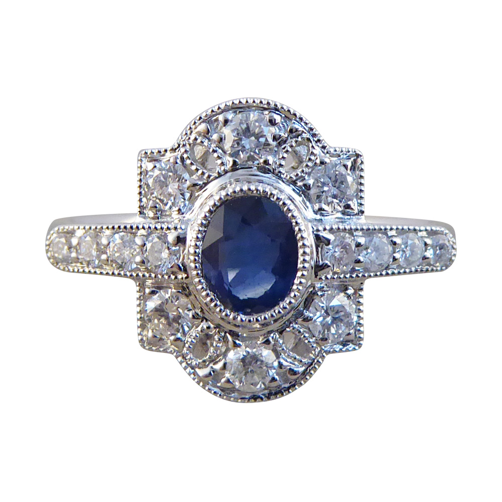 Art Deco style Sapphire and Diamond Ring — Jewellery Discovery