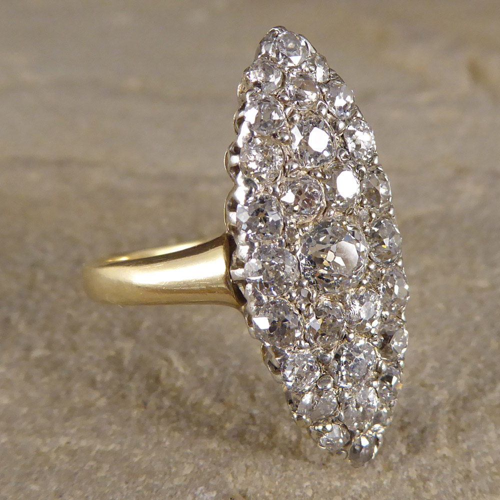 Late Victorian Diamond Marquise Gold Ring