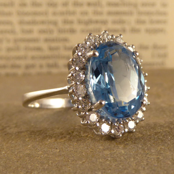 Blue Topaz and Diamond Cluster Ring