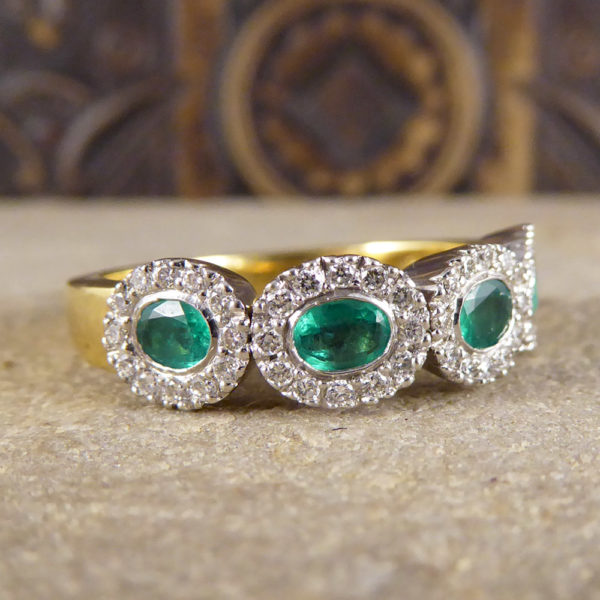 Emerald and Diamond Four Stone Ring
