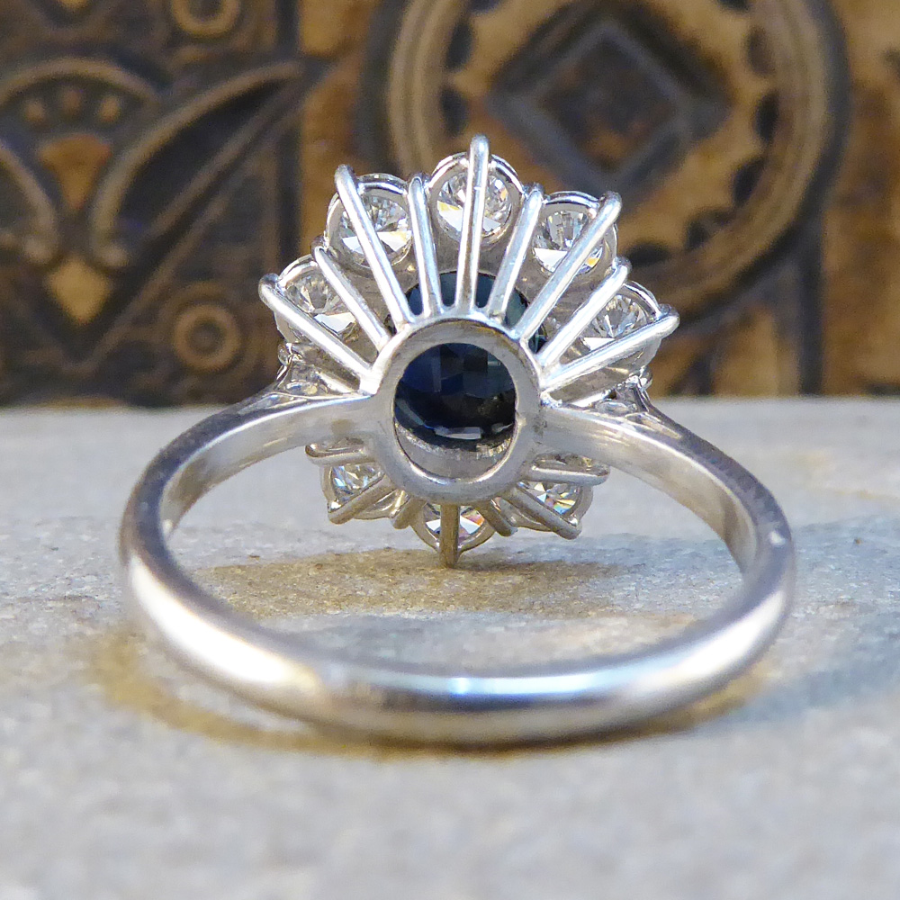 Sapphire and Diamond Cluster Ring