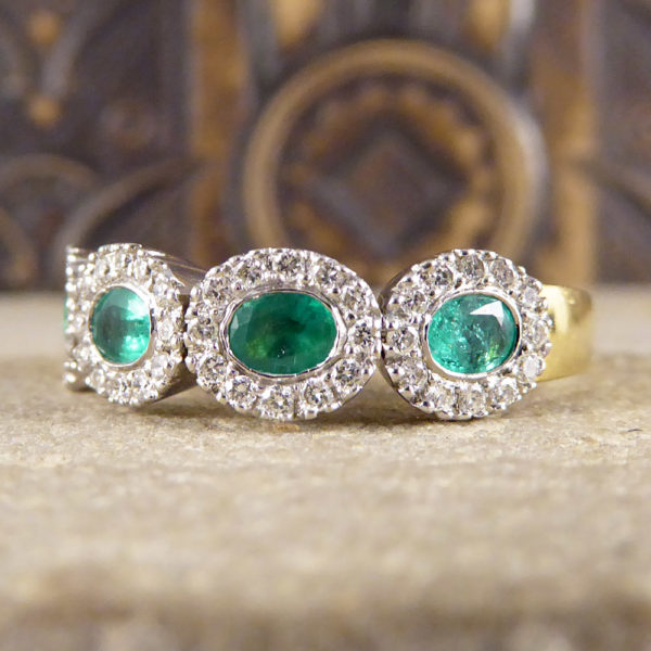 Emerald and Diamond Four Stone Ring