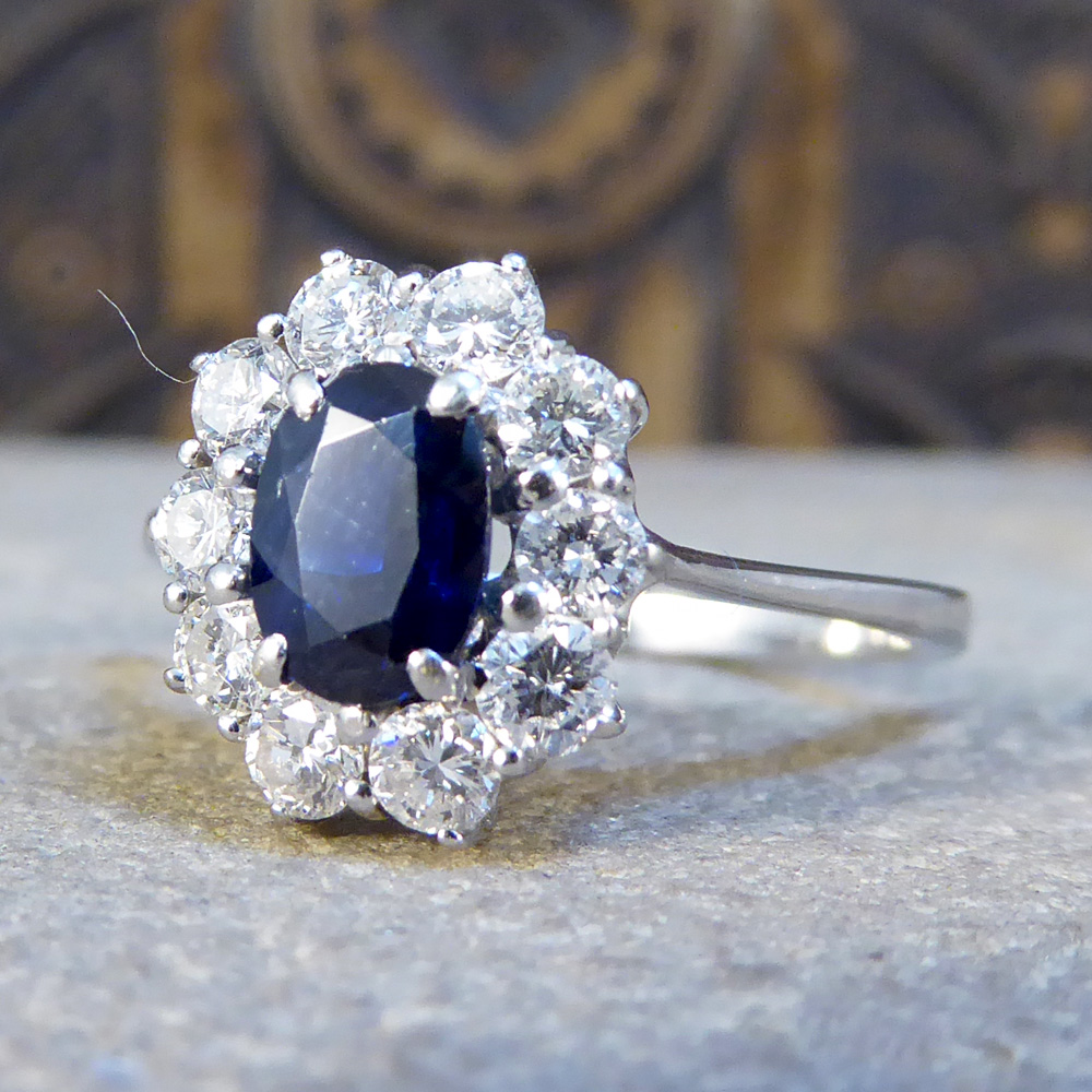 Sapphire and Diamond Cluster Engagement Ring — Jewellery Discovery