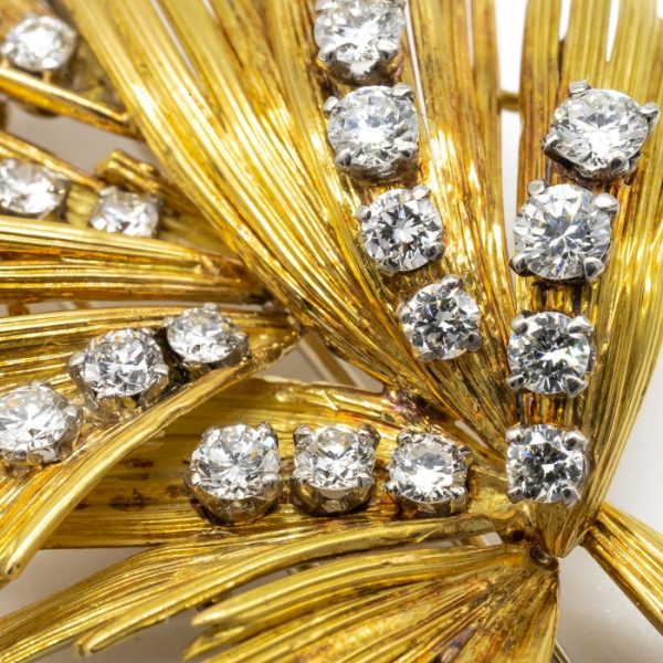 Vintage Gübelin Diamond Gold Brooch, 1.84 carats, Circa 1960
