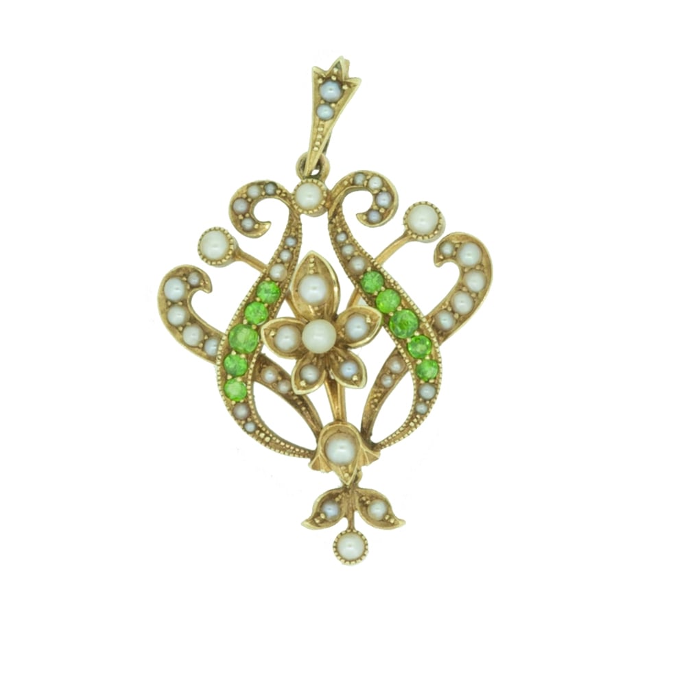 Edwardian Art Nouveau Pendant with Demantoid Garnets — Jewellery Discovery