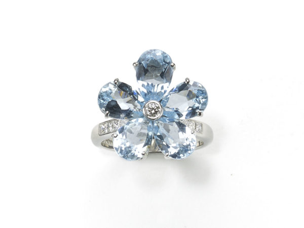 Blue Topaz Flower Ring
