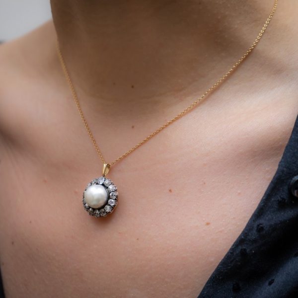 Antique Victorian Pearl and Diamond Pendant
