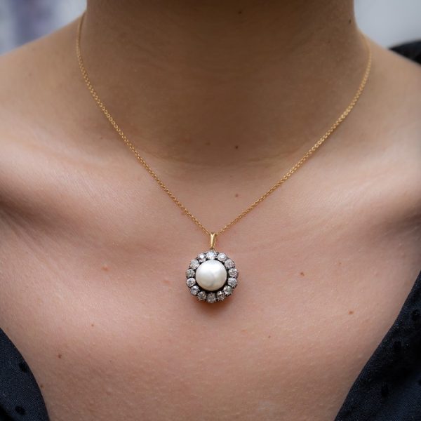 Antique Victorian Pearl and Diamond Pendant