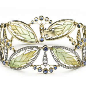 Moira Plique à Jour Enamel Sapphire Diamond Silver Gold Bracelet