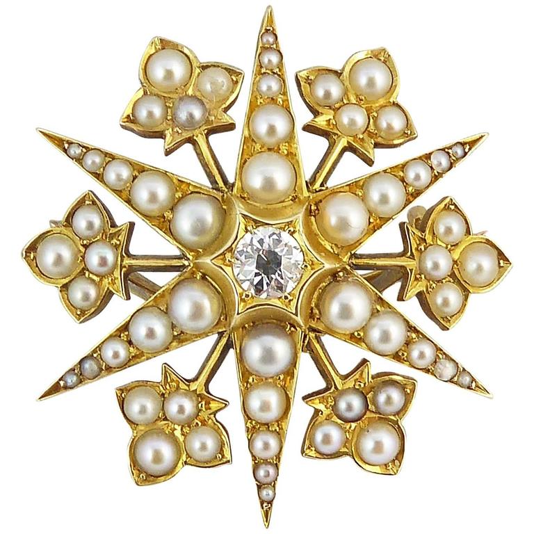 Antique Victorian Pearl & Diamond Pendant Brooch — Jewellery Discovery