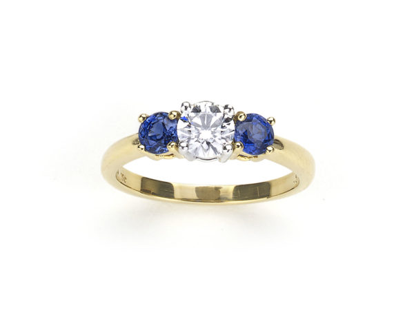 Tiffany & Co. Sapphire Diamond Yellow Gold Platinum Ring