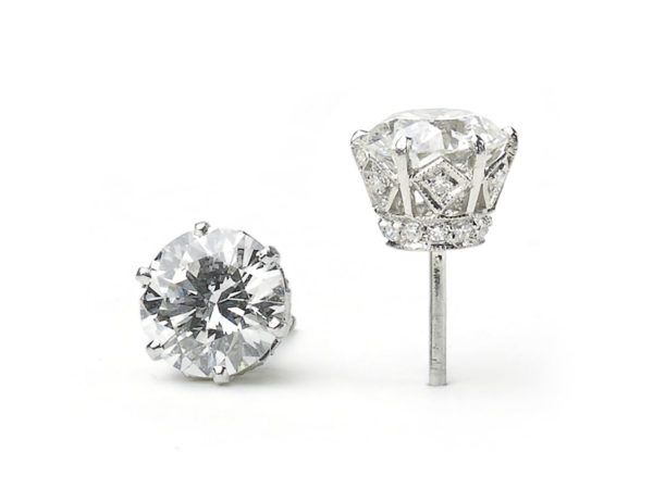 3.11 Carat Diamond Platinum Earrings