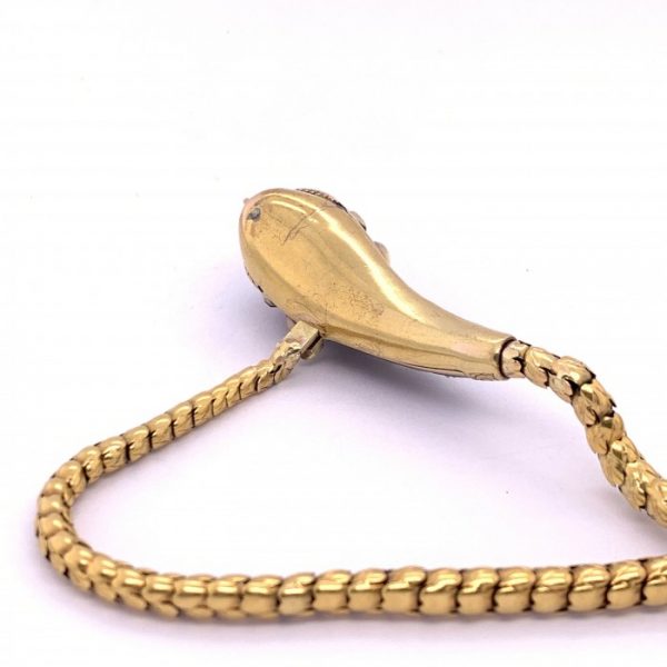 Antique Victorian Blue Enamel Gold Snake Necklace