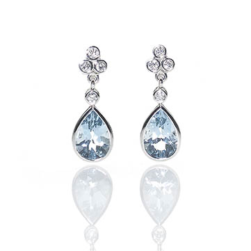 Diamond Topped Aquamarine Drop Earrings | Jewellery Discovery