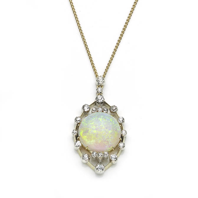Victorian Style Opal & Diamond Pendant — Jewellery Discovery