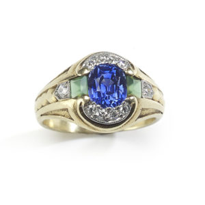 Vintage Sapphire, Emerald & Diamond Ring