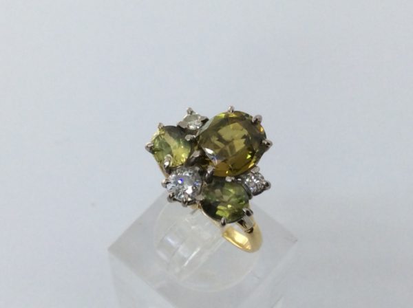 Vintage Chrysoberyl & Diamond Bug Ring