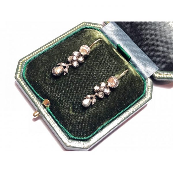 Antique Georgian Rose Cut Diamond Earrings