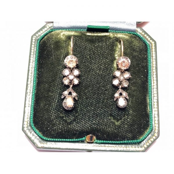 Antique Georgian Rose Cut Diamond Earrings