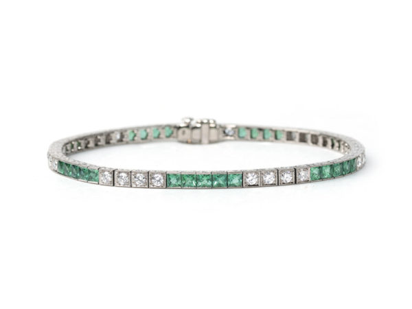 Emerald & Diamond Line Bracelet