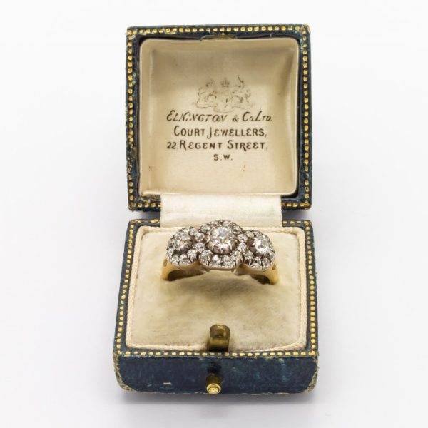 Antique Victorian Triple Cluster Diamond Ring