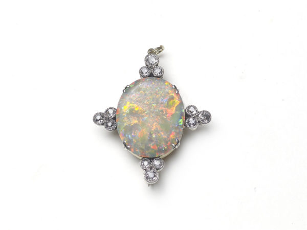 Antique Victorian Opal and Diamond Brooch