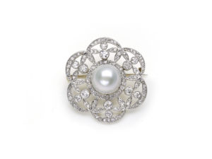 Antique Edwardian Pearl & Diamond Brooch