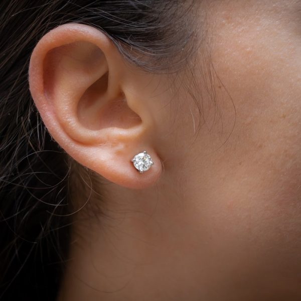 Diamond Single Stone Stud Earrings Platinum, 2.00 Carats
