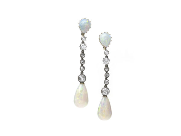 Antique Art Deco Opal Drop Earrings