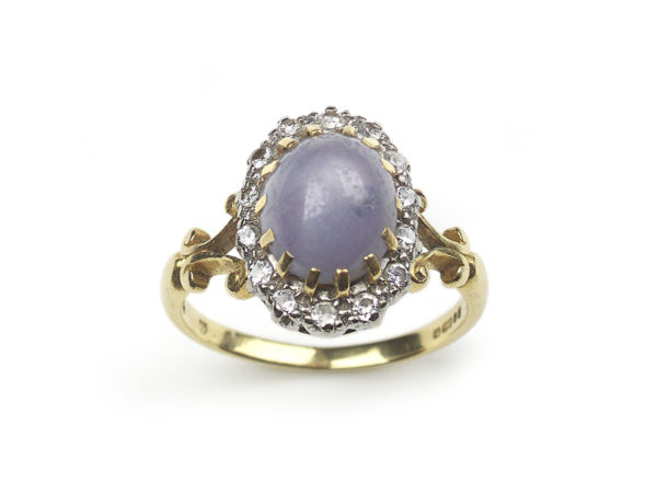 Vintage Star Sapphire & Diamond Cluster Ring