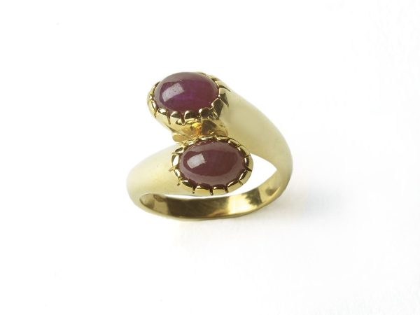 Vintage Two-Stone Ruby Crossover Ring — Jewellery Discovery