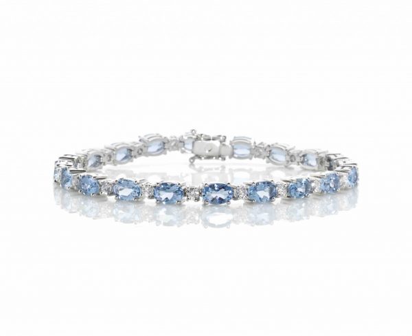 Aquamarine & Diamond Link Bracelet
