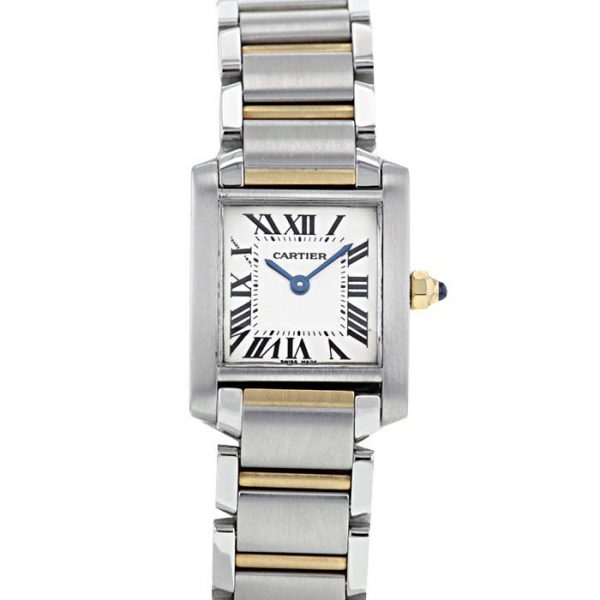 Cartier Tank Francaise Stainless steel and 18ct yellow gold bracelet watch, Ref 2384