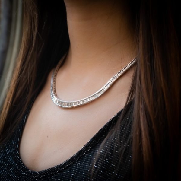 Baguette Diamond Platinum Necklace